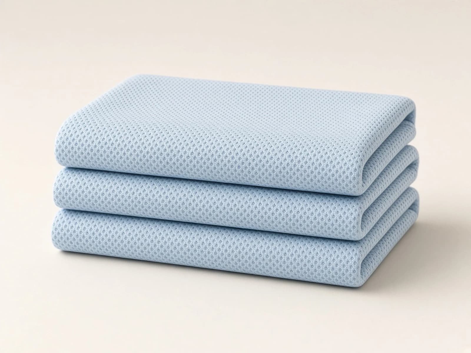 Pale blue birdseye cotton piqué with fine dimensional pattern