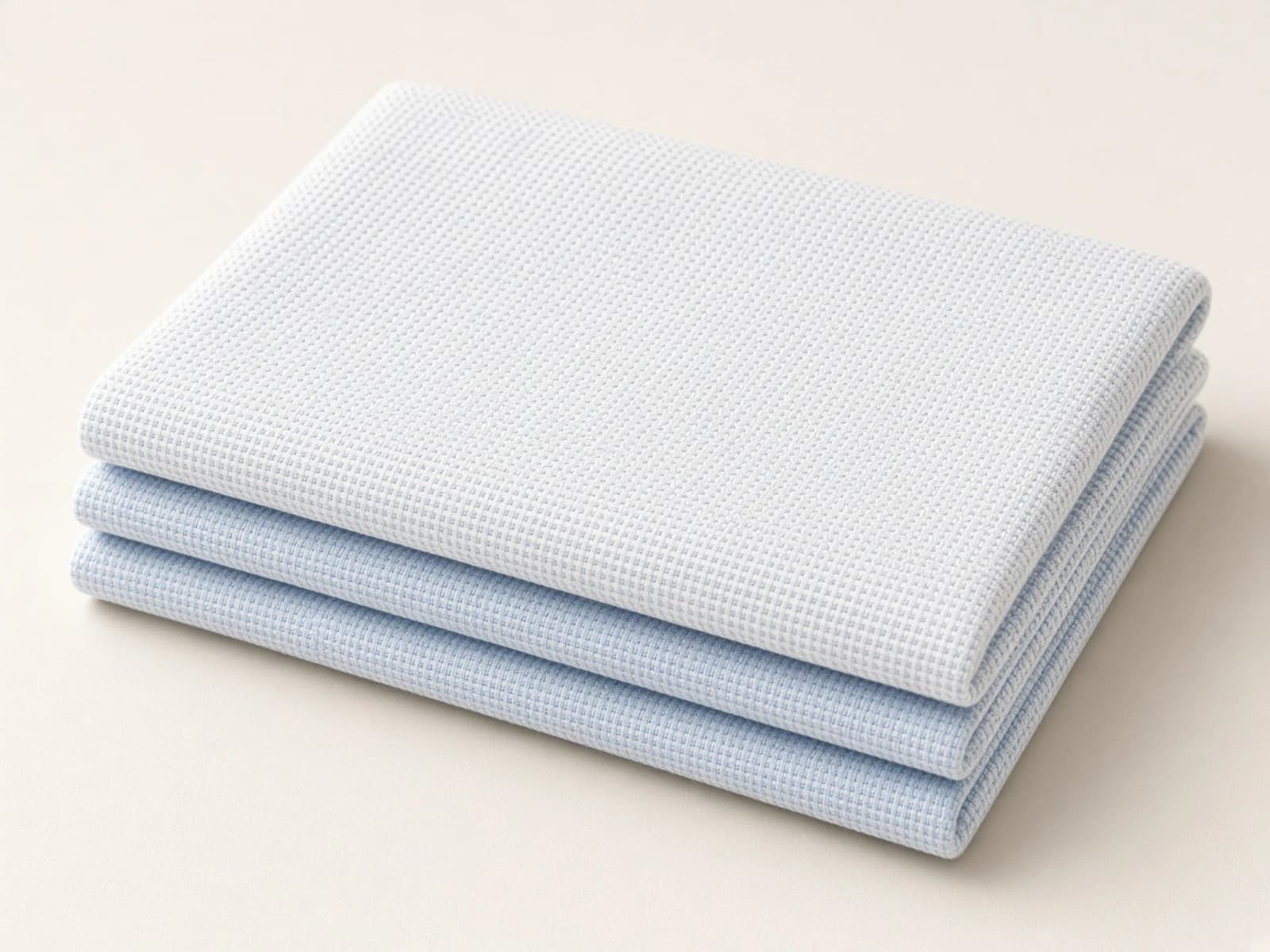 White and blue classic Oxford cotton with a basketweave grain