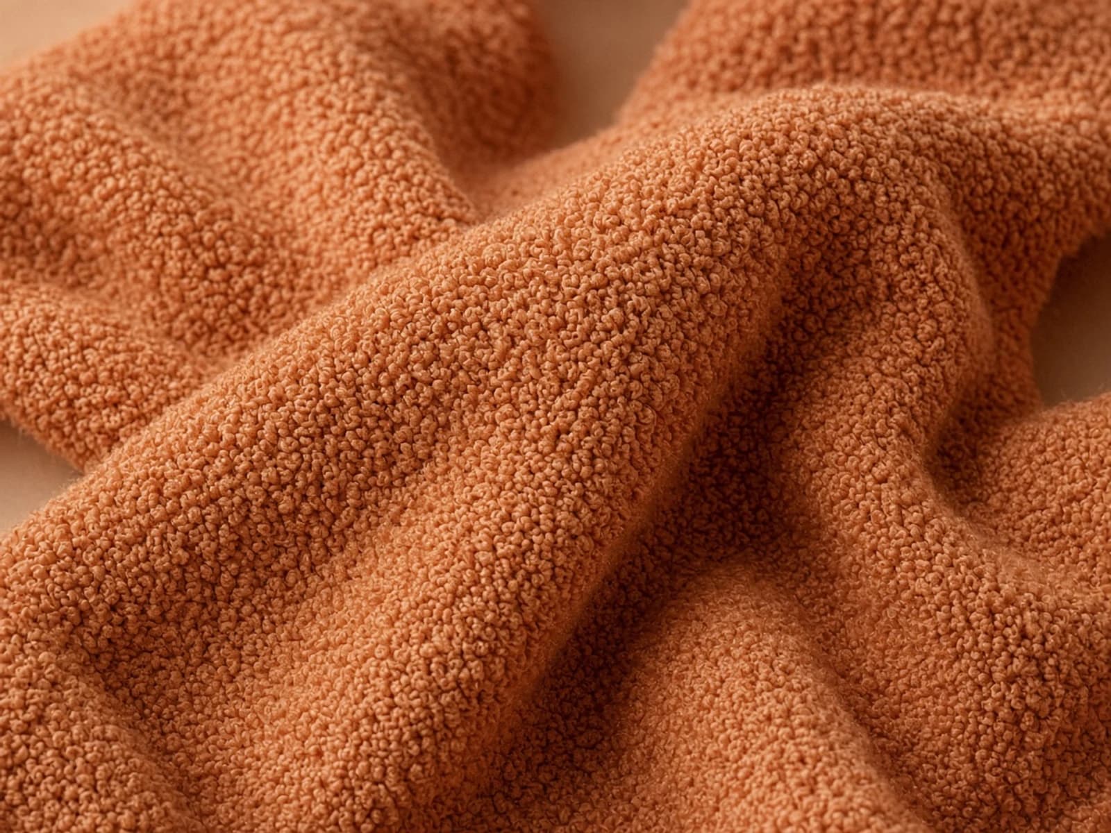 Textured cotton bouclé yarn fabric with looped surface