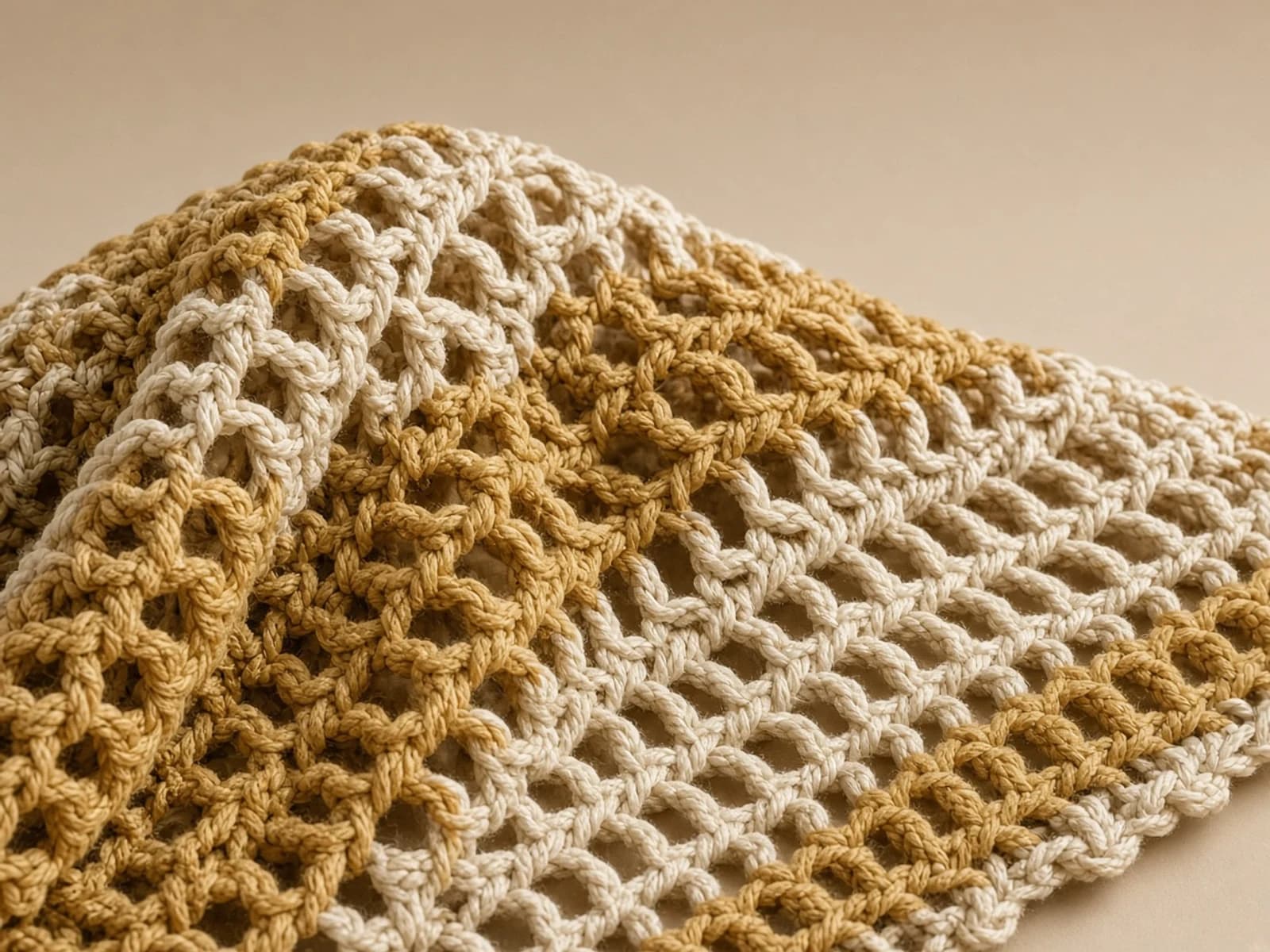 Crochet-effect knit with chunky interlocking cotton loops
