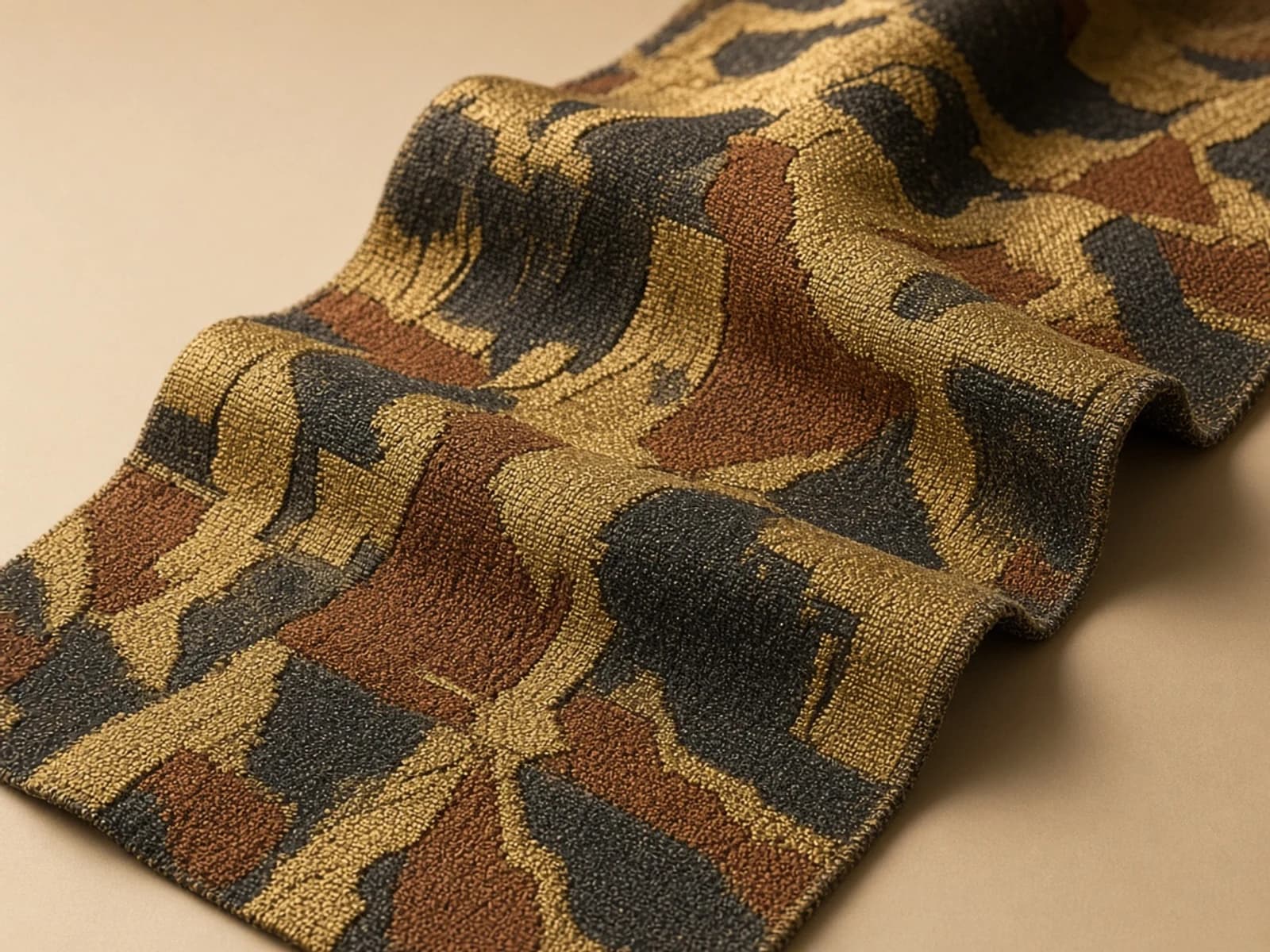 Deconstructed jacquard with raised abstract woven motif relief
