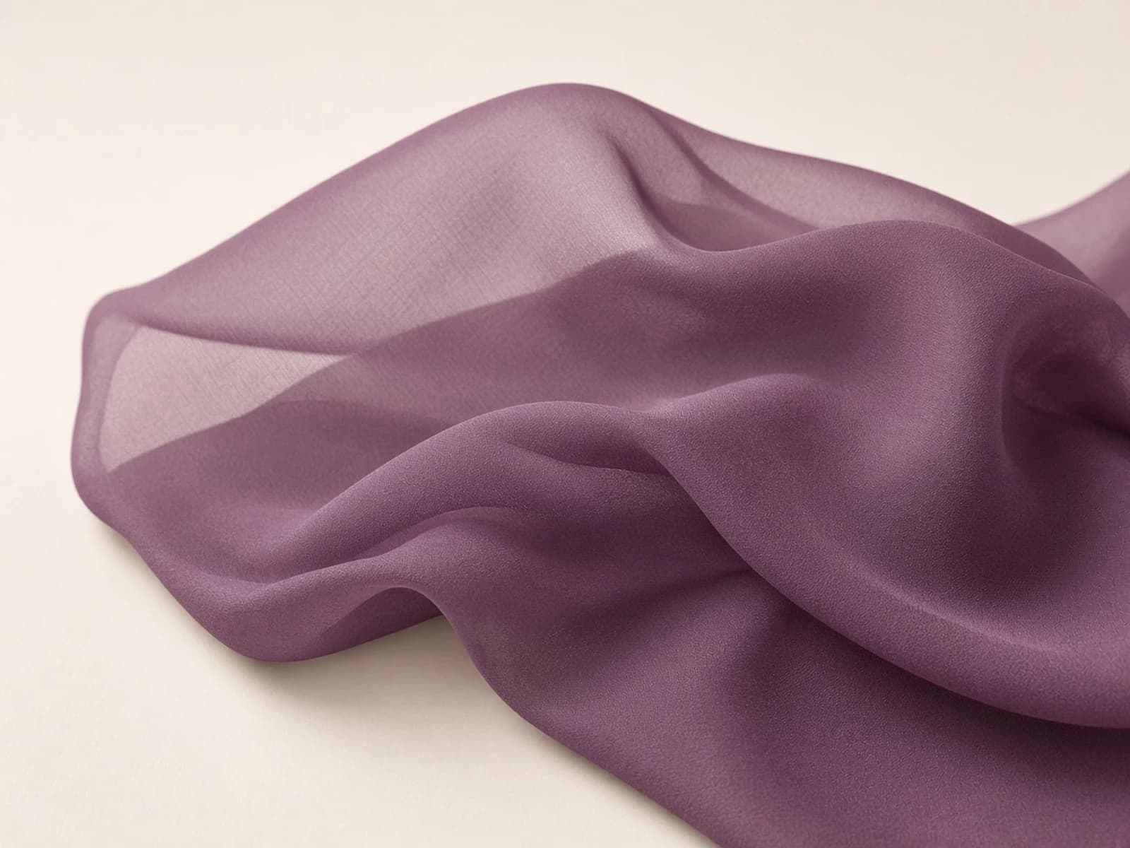 Plum double-layer chiffon with increased semi-sheer opacity