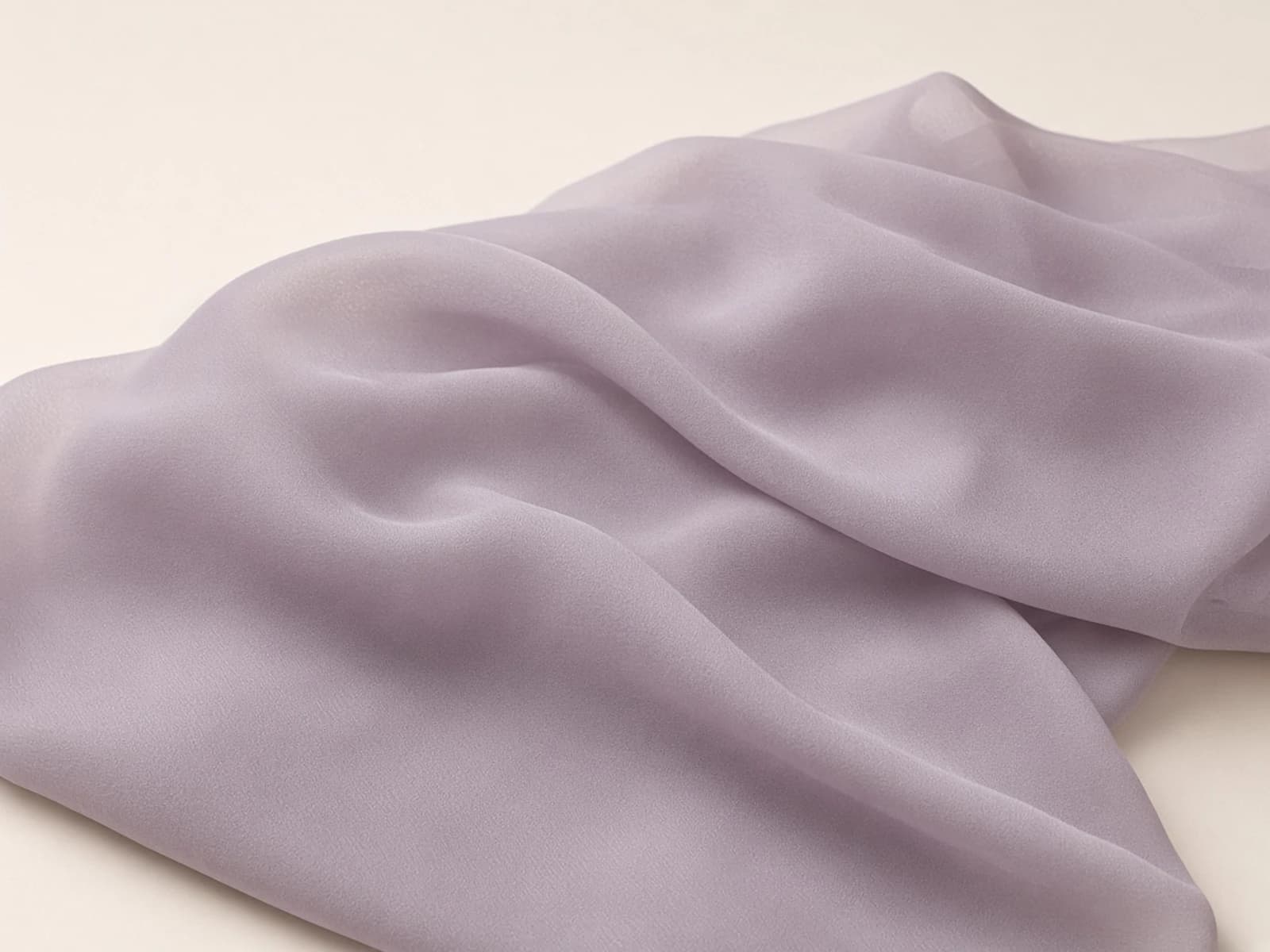 Dusty lavender matte chiffon with a soft semi-sheer surface