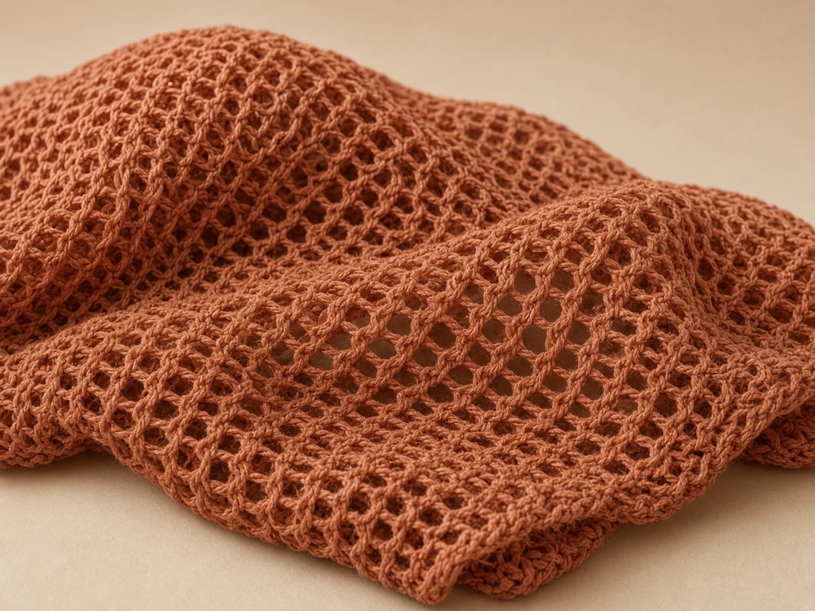 Open-stitch knit with visible looped yarns and airy ladder-like gaps