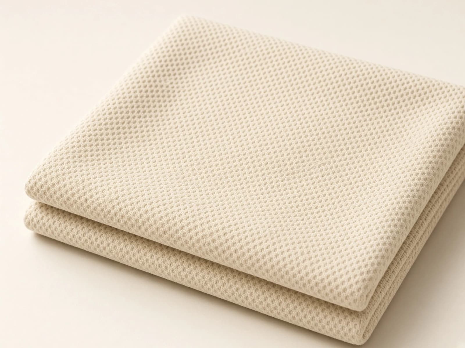 Ecru organic cotton piqué with natural raised texture
