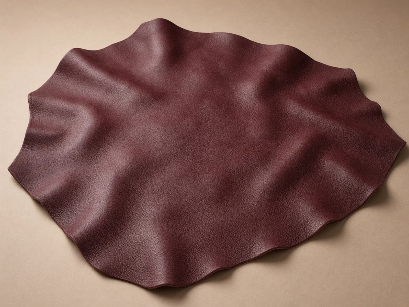 Full-grain real leather with natural pores and a supple hide surface