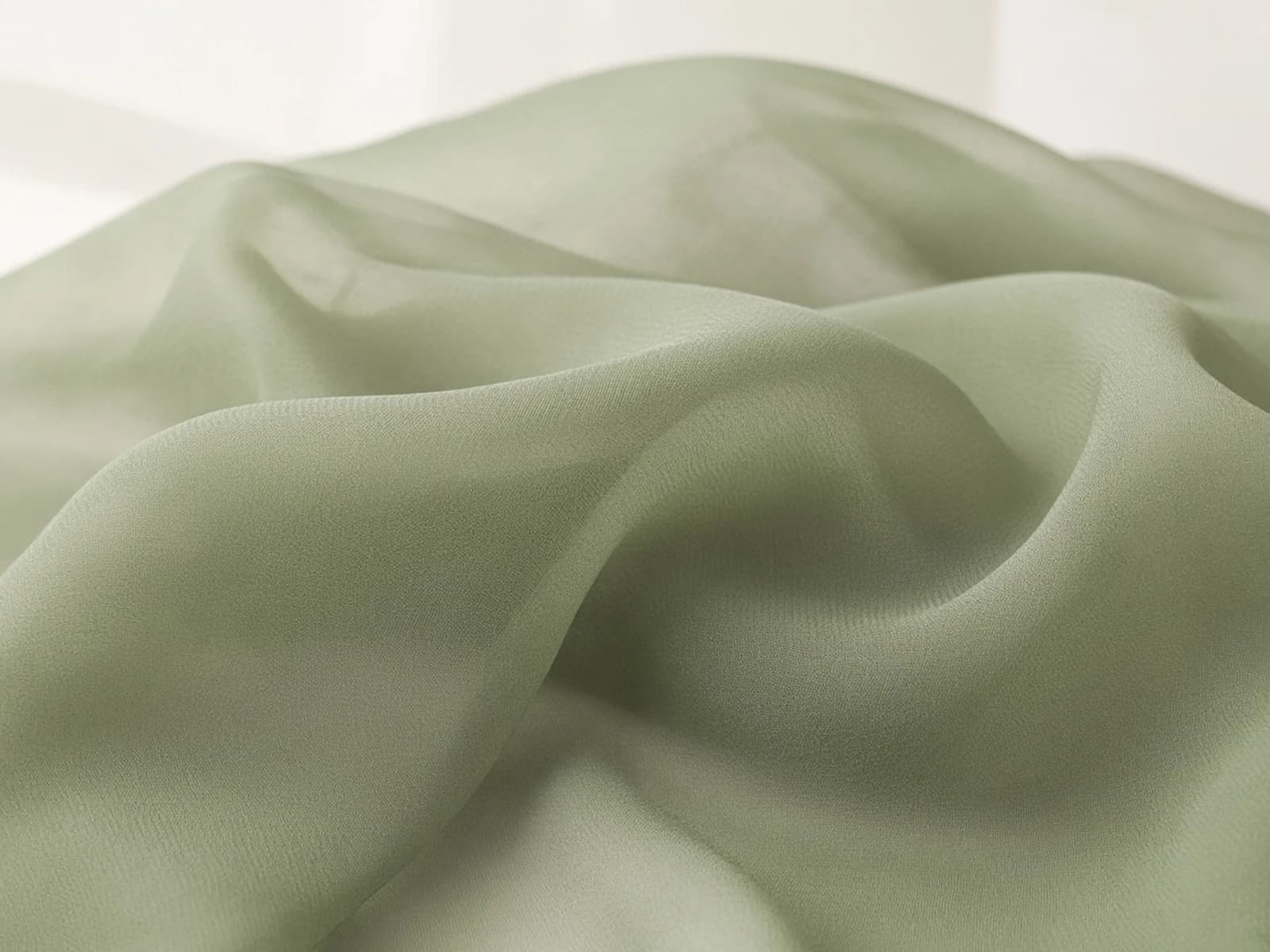 Sage recycled polyester chiffon with soft translucent drape