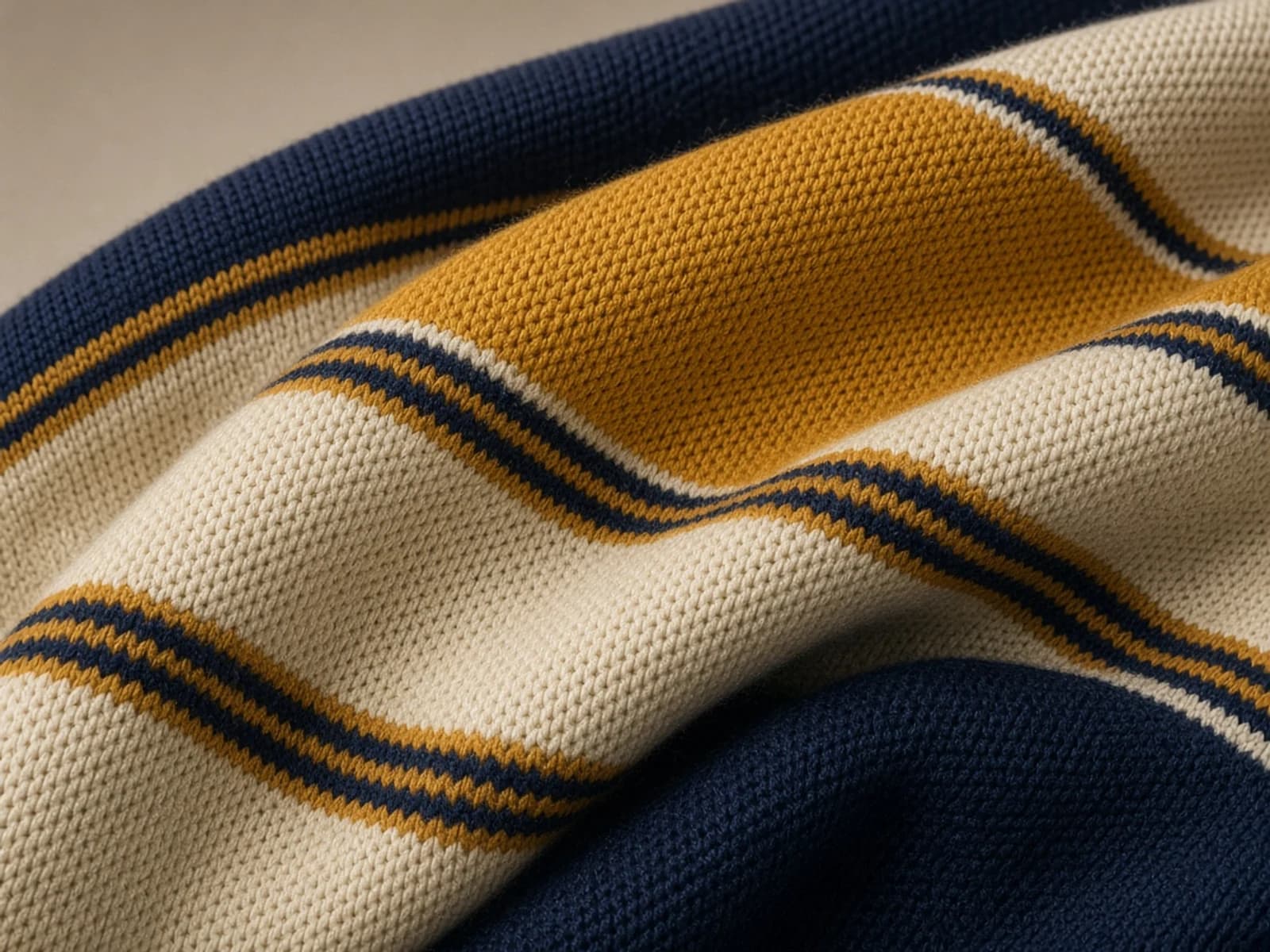 Retro sportif knit with compact jersey stitches and coordinated stripes