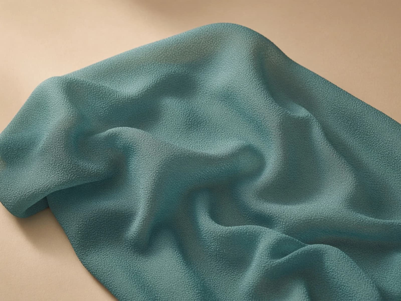 Muted teal silk georgette with a fine crepe surface