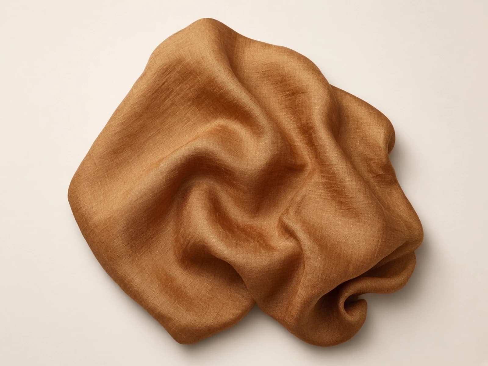 Copper silk tussar with irregular slubbed plain weave