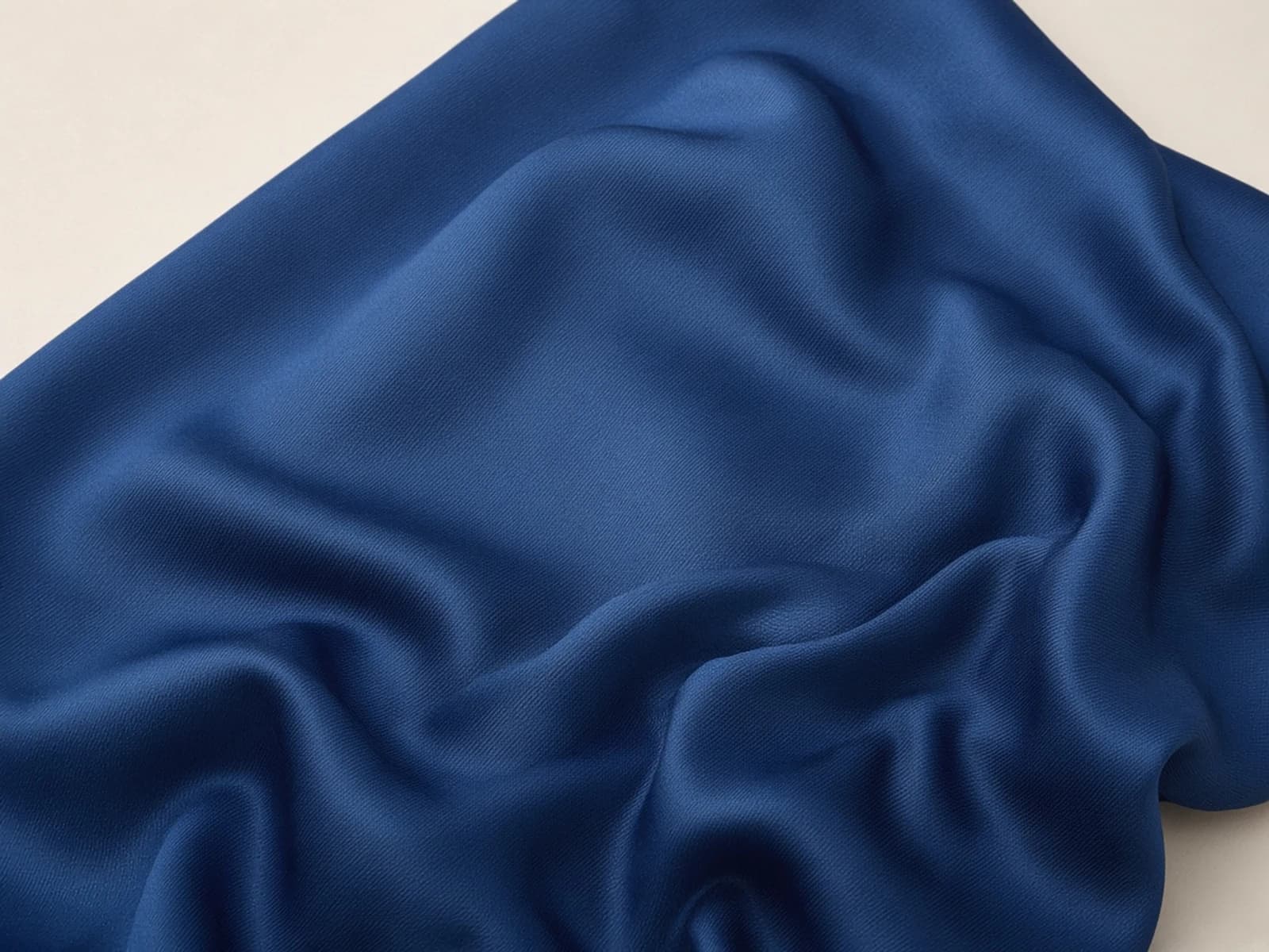 Cobalt silk twill with a fine diagonal grain and soft sheen