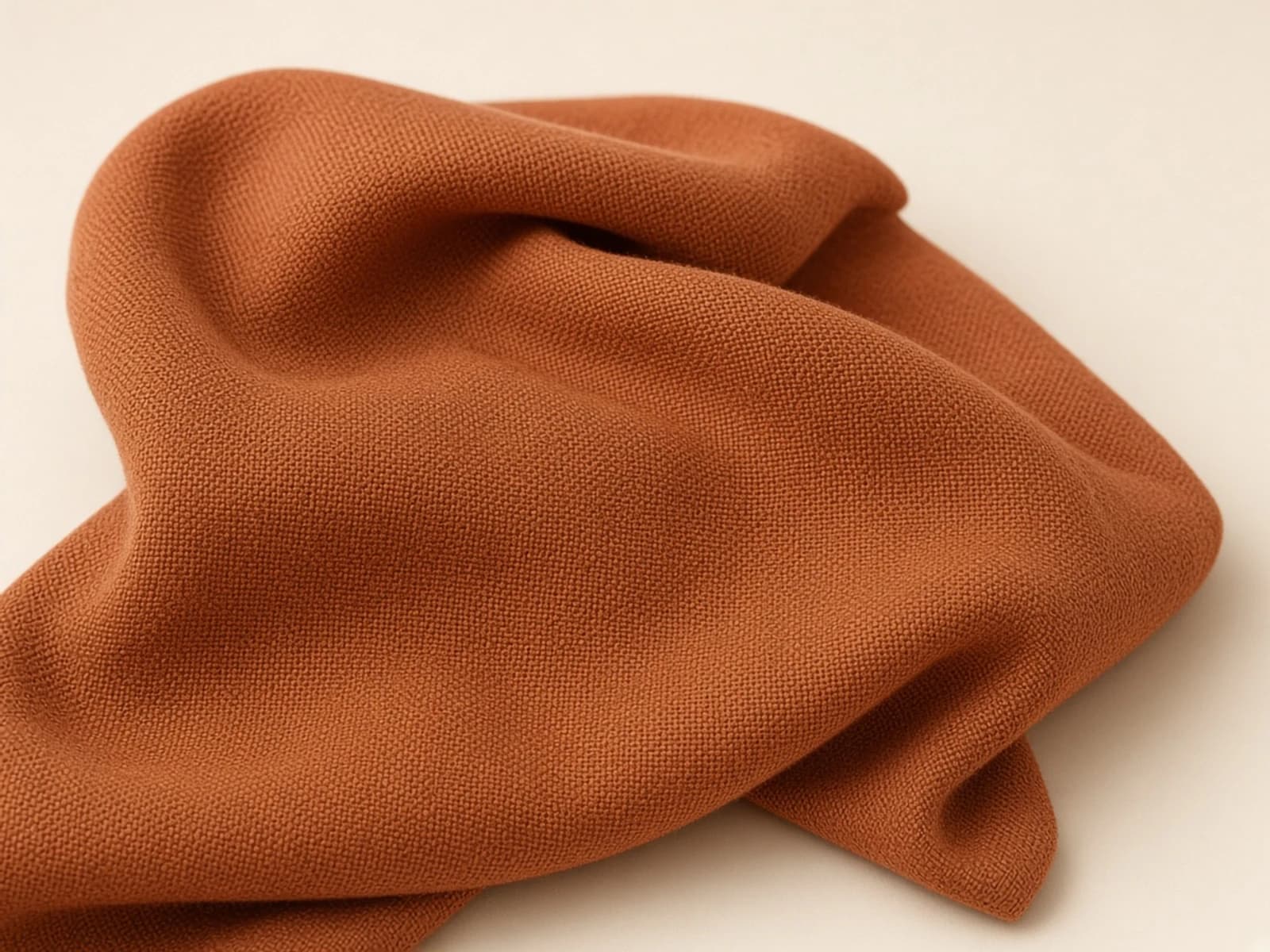 Rust stretch Oxford cotton with a visible basketweave texture