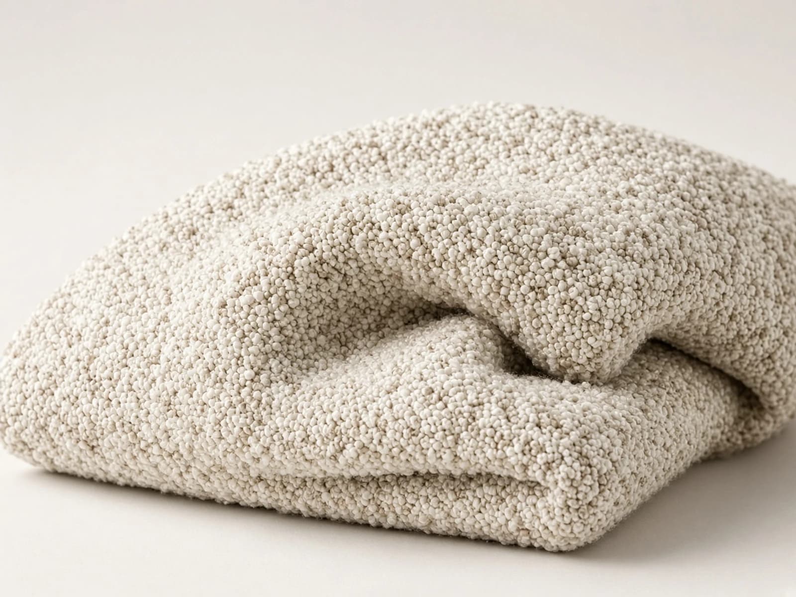 Dense ivory upholstery bouclé with irregular looped yarns