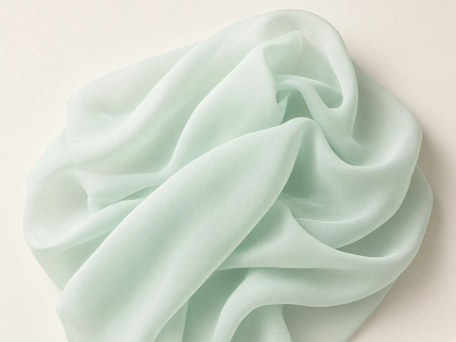 Mint mercerized cotton voile with fine translucent folds