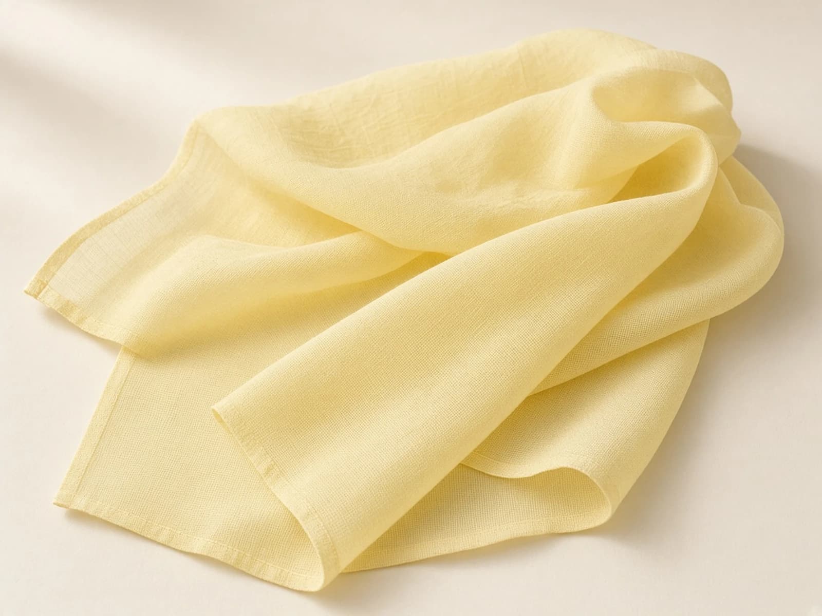 Pale yellow cotton voile lawn with a slightly sheer open weave